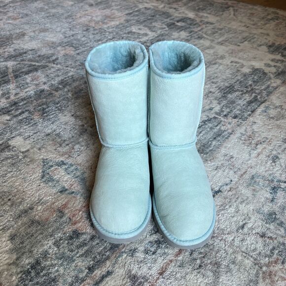 Womens UGG Boots Sz 7 Baby Blue Vintage Classic Short Suede Festival Rare - Picture 5 of 16